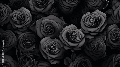 Black roses background. greeting card with roses, Heart of Roses, Valentine's Day