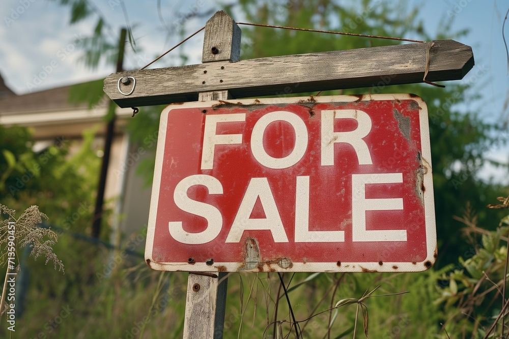 an old worn and dirty realtor for sale sign in front of house that won't sell because of the housing crisis an old worn and dirty realtor for sale sign in front of house that won't sell because of the housing crisis