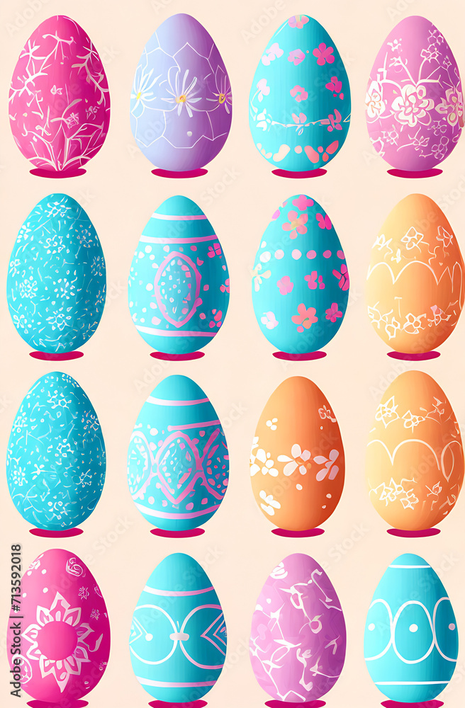 set of easter colored eggs icons set of easter colored eggs icons