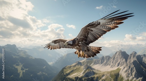 Majestic Falcon Soaring Gracefully Above a Picturesque Mountain Landscape - AI-Generative © Being Imaginative