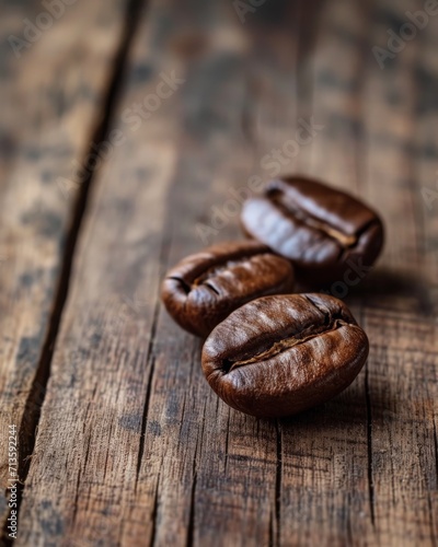 Coffee Beans on Wooden Table