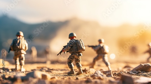 Military action concept. Army toy image