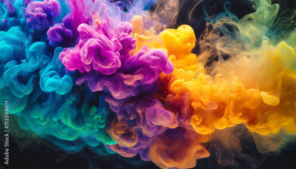 Colorful smoke on dark background. Generative AI Colorful smoke on dark background. Generative AI