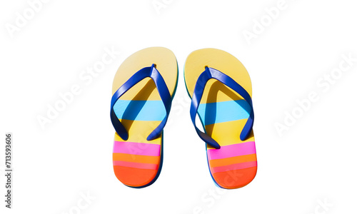 flip flops isolated on white background. Colorful summer sandal. beach accessories, vacation concept 