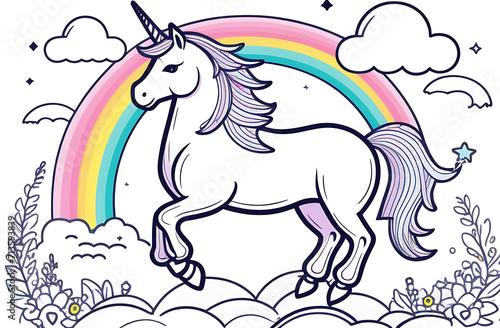 Illustration unicorn in the sky