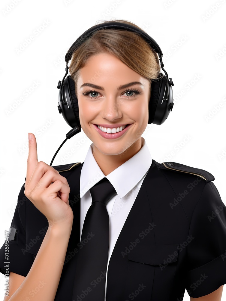 Confident Female Pilot at Controls, AI Generated Confident Female Pilot at Controls, AI Generated