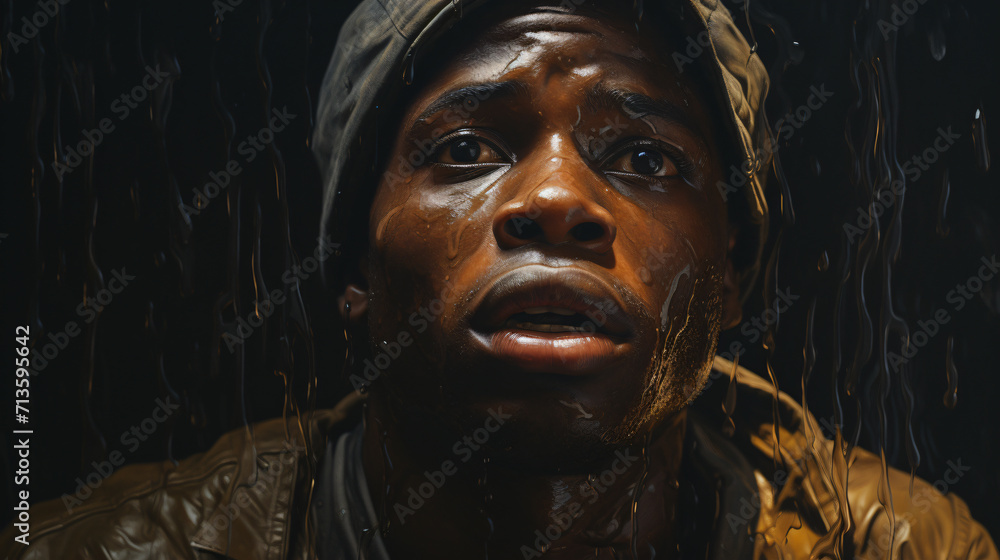 Portray the profound emotions of a man gazing with a somber expression. Generative AI Portray the profound emotions of a man gazing with a somber expression. Generative AI