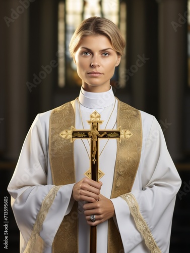 Compassionate Female Priest, AI Generated