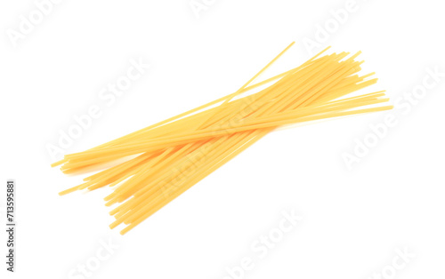 Raw spaghetti pasta isolated on white. Italian cuisine