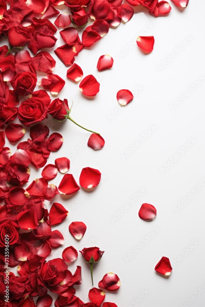 Romantic Classic - White Background with Lush Red Roses, Valentine's Day Concept Romantic Classic - White Background with Lush Red Roses, Valentine's Day Concept