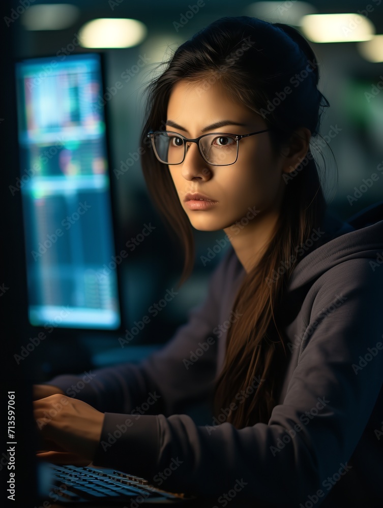 Skilled Female Programmer at Work, AI Generated Skilled Female Programmer at Work, AI Generated