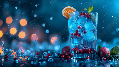 Chilled Cocktail with Fruits and Ice
