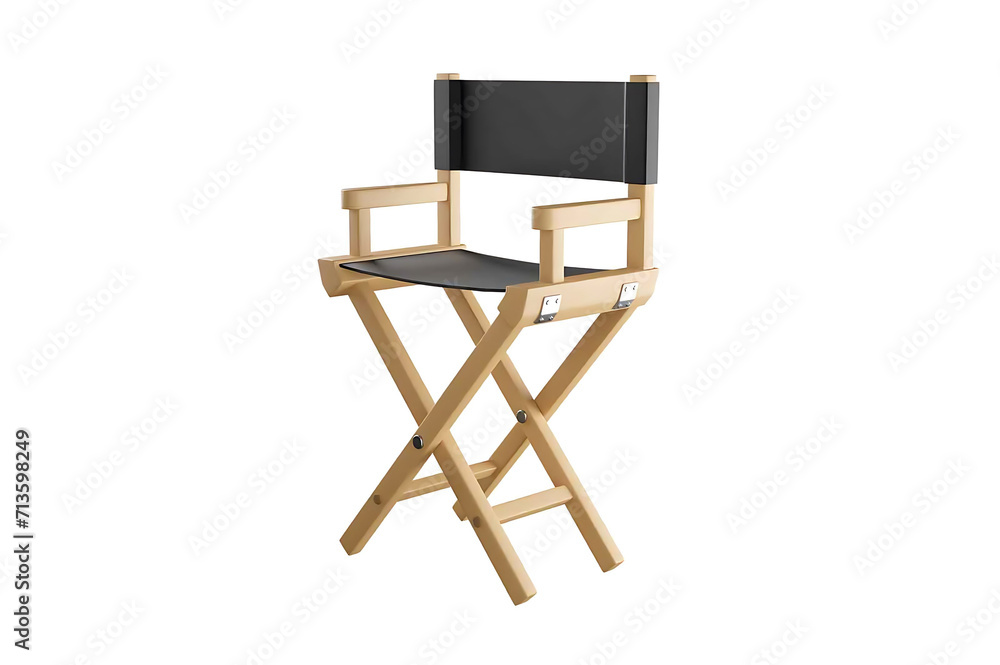 a wooden director's chair with a black seat, movie set, movie scene, prop, movie set a wooden director's chair with a black seat, movie set, movie scene, prop, movie set