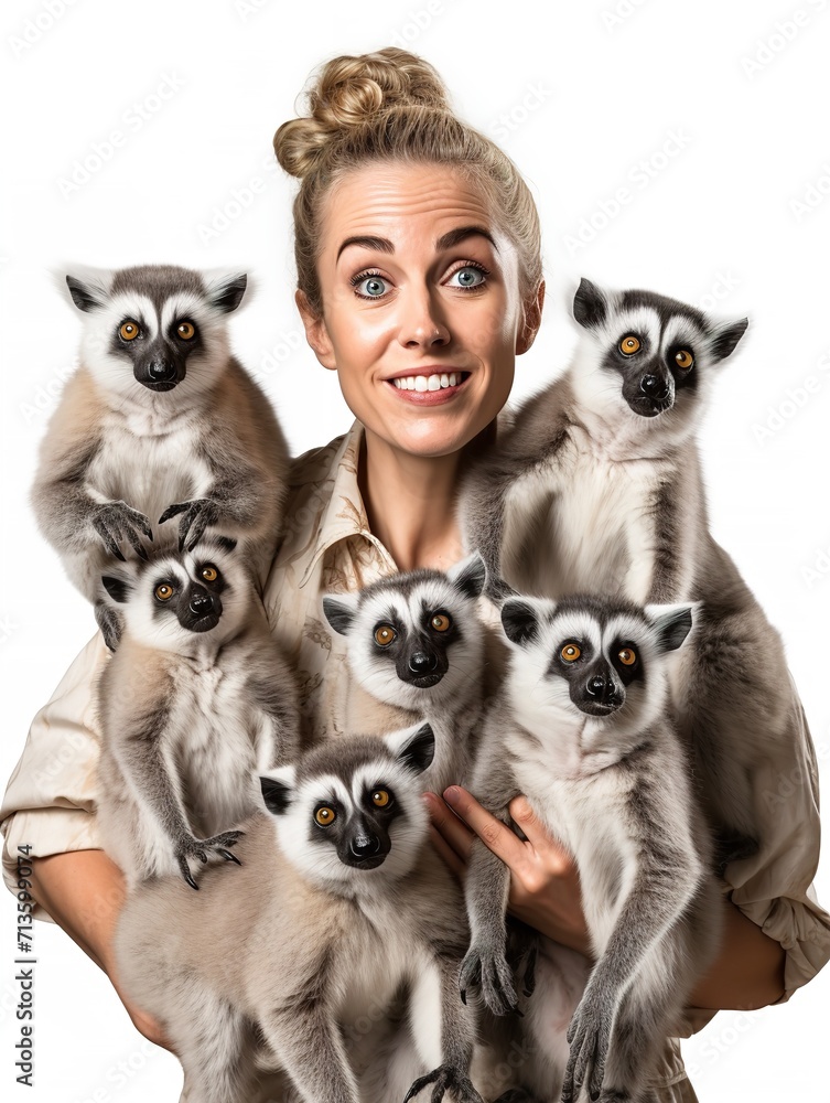 Obraz premium Caring Female Zookeeper, AI Generated