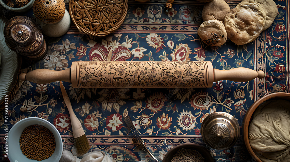 Carved wooden rolling pin
