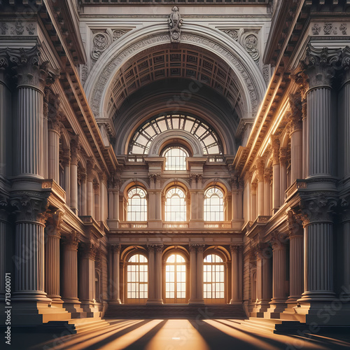  the timeless elegance of architectural beauty with a focus on intricate details and symmetrical lines in a historic building  Generative Ai