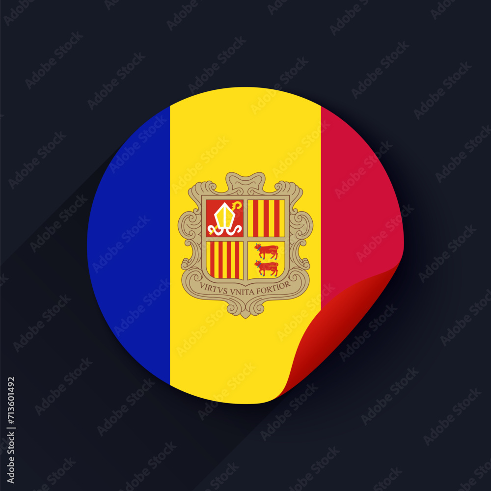 Obraz premium Andorra Flag Sticker Vector Illustration