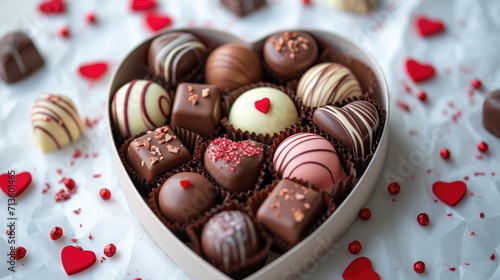 Playful Chocolates in Heart Box - Handmade Touch and Homemade Warmth, Valentine's Day Concept © Ivy