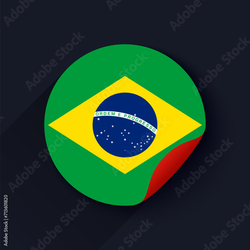 Brazil Flag Sticker Vector Illustration