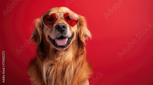 Joyful Dog with Heart Glasses - Reflecting Love in the World, Valentine's Day Concept