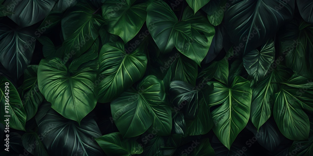 dense dark green leaves background