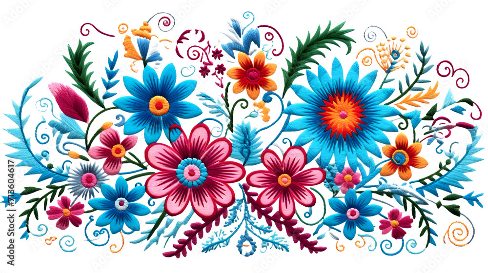 Vibrant Embroidery Floral Design Isolated on White
Exquisite digital embroidery-style floral design, isolated on white, ideal for fabric prints, stationery, and decorative art.