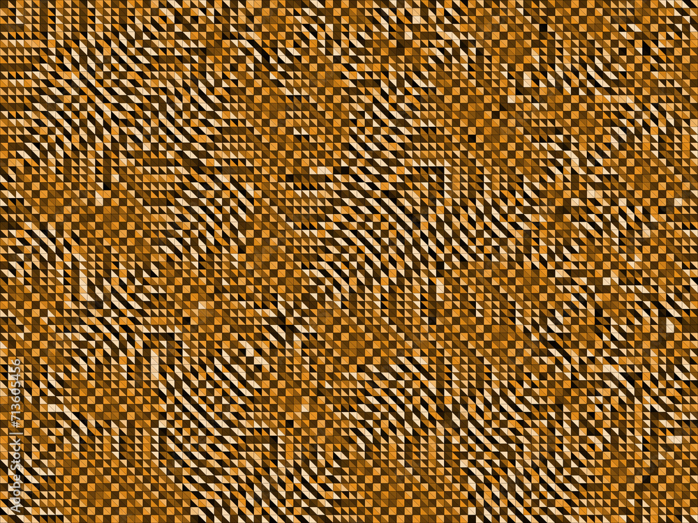 Geometryczna mozaika drobnych trójkątów w brązowo miodowej kolorystyce. Wzór przypominjący skórę węża. Abstrakcyjne tło, tekstura - obrazy, fototapety, plakaty 