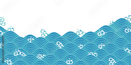 海　波　和柄　背景	