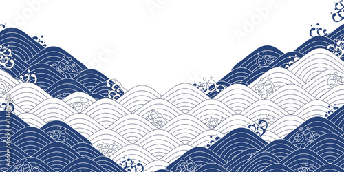 海　波　和柄　背景	