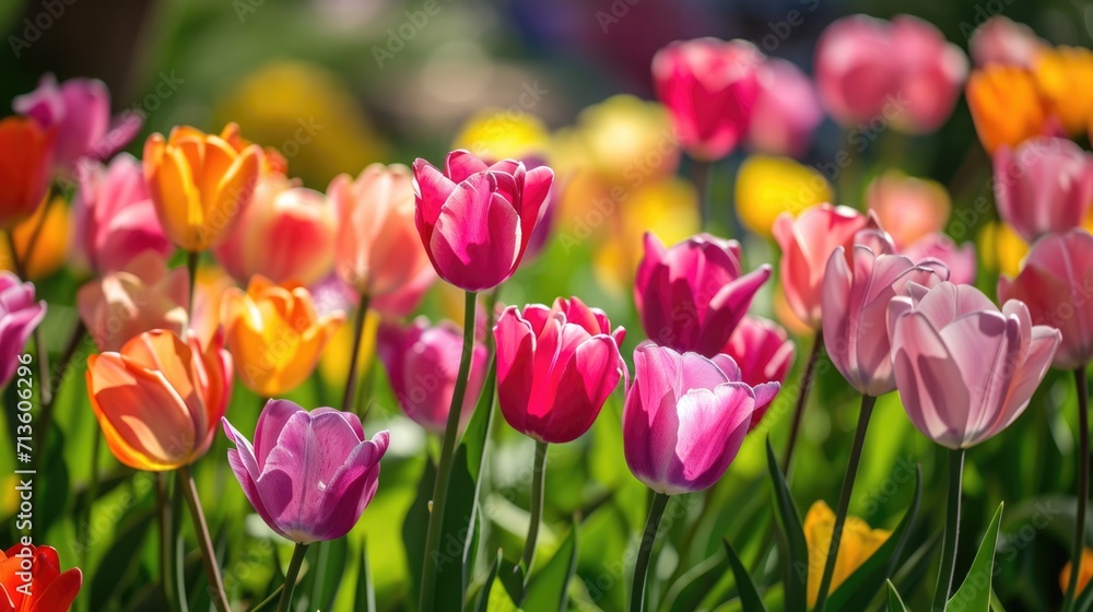 vibrant tulips in full bloom generative ai