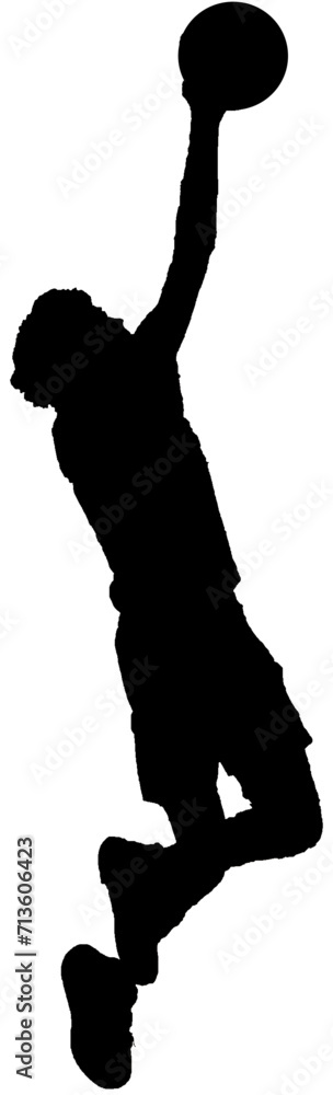 basketball player going up for a layup silhouette vector