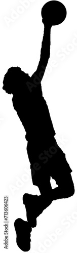 basketball player going up for a layup silhouette vector