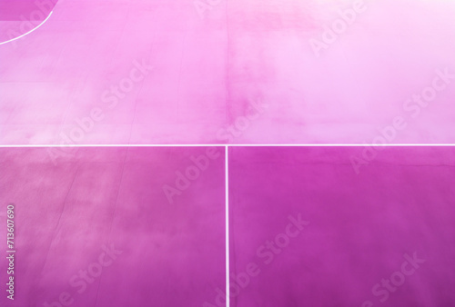 Pink basketball court in preparation.Minimal creative sport concept.Flat lay,top view.Generative AI photo