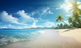 beach with palm trees, wallpaper, background