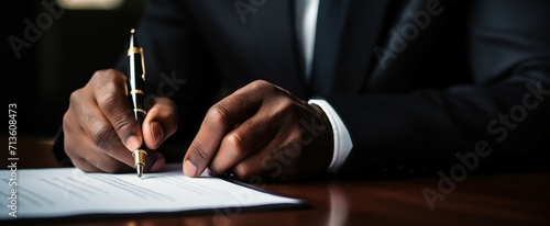 businessman signing a document