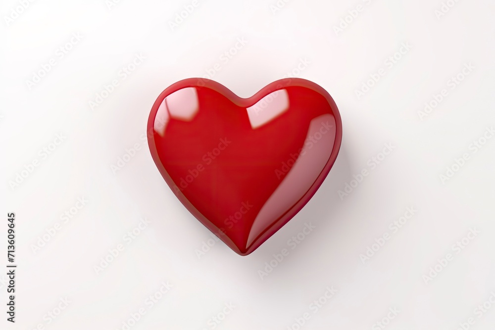Red heart cartoon icon sign or symbol valentine romance concept on white background 3d illustration - generative ai