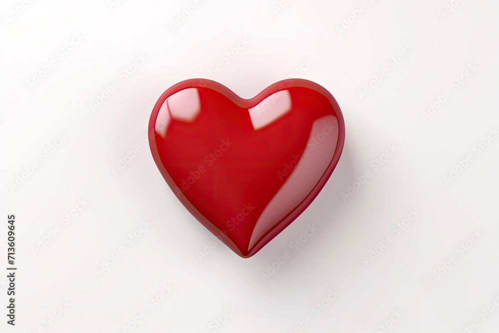 Red heart cartoon icon sign or symbol valentine romance concept on white background 3d illustration - generative ai Red heart cartoon icon sign or symbol valentine romance concept on white background 3d illustration - generative ai