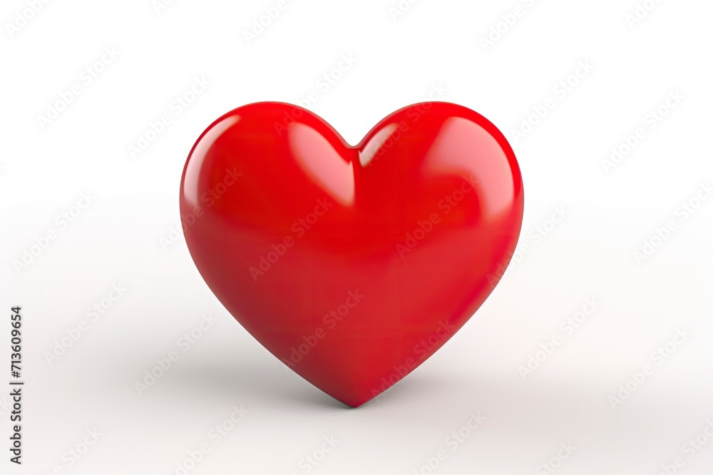 Red heart cartoon icon sign or symbol valentine romance concept on white background 3d illustration - generative ai Red heart cartoon icon sign or symbol valentine romance concept on white background 3d illustration - generative ai
