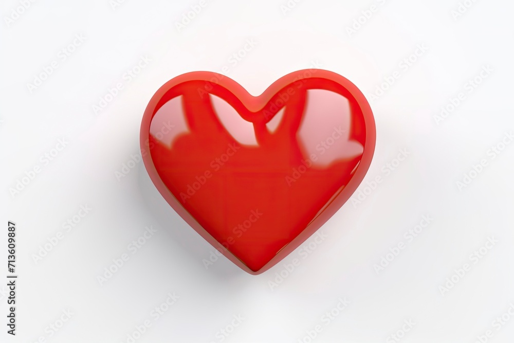 Red heart cartoon icon sign or symbol valentine romance concept on white background 3d illustration - generative ai