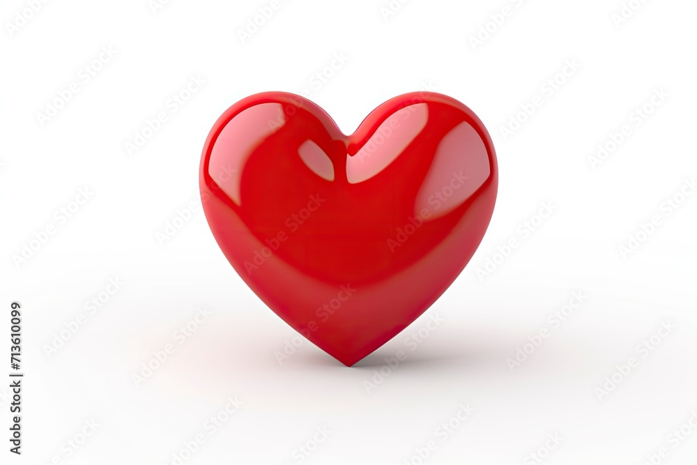 Red heart cartoon icon sign or symbol valentine romance concept on white background 3d illustration - generative ai Red heart cartoon icon sign or symbol valentine romance concept on white background 3d illustration - generative ai
