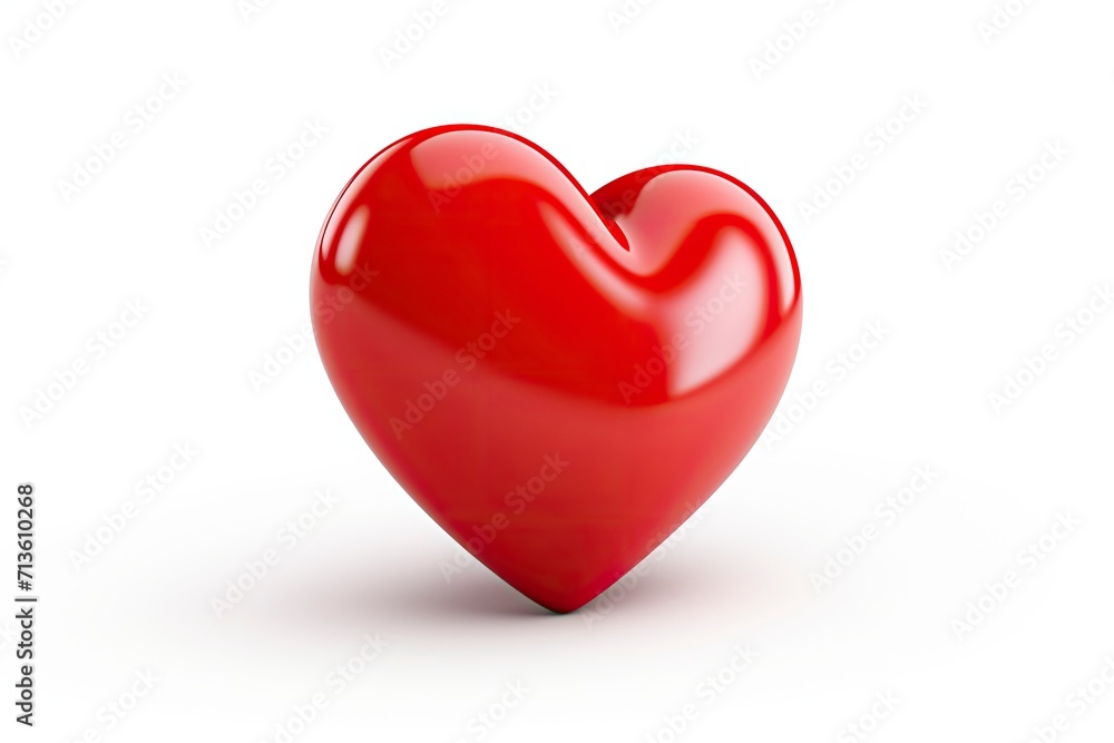 Red heart cartoon icon sign or symbol valentine romance concept on white background 3d illustration - generative ai Red heart cartoon icon sign or symbol valentine romance concept on white background 3d illustration - generative ai
