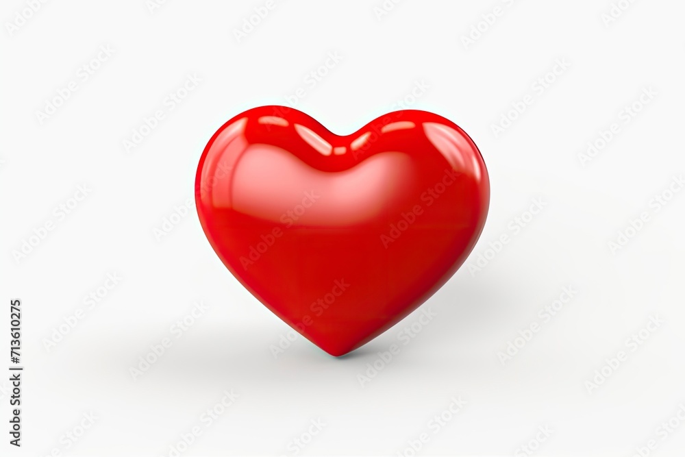 Red heart cartoon icon sign or symbol valentine romance concept on white background 3d illustration - generative ai