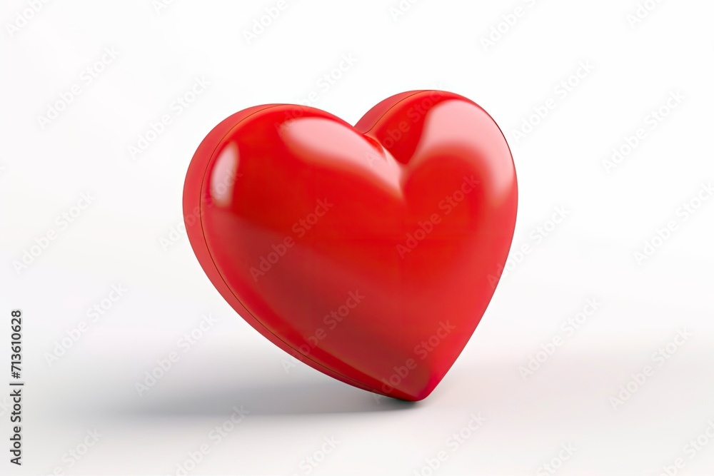 Red heart cartoon icon sign or symbol valentine romance concept on white background 3d illustration - generative ai Red heart cartoon icon sign or symbol valentine romance concept on white background 3d illustration - generative ai