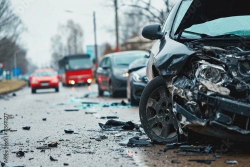 After the Impact: A Scene of Damaged Cars Following a Collision and Accident, Illustrating the Wreckage, Insurance Implications, and the Need for Automotive Repair and Recovery. © Mr. Bolota