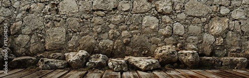 Stone Wall With Wooden Floor © BrandwayArt