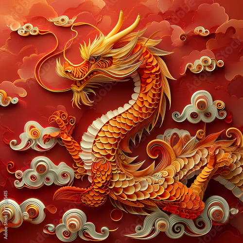 chinese new year golden dragon, lunar of the year 