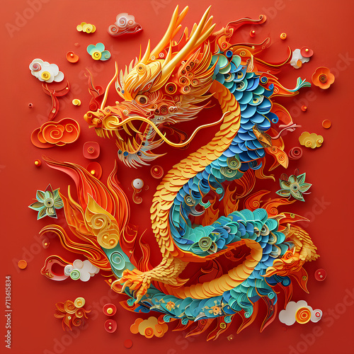 chinese new year golden dragon  lunar of the year 