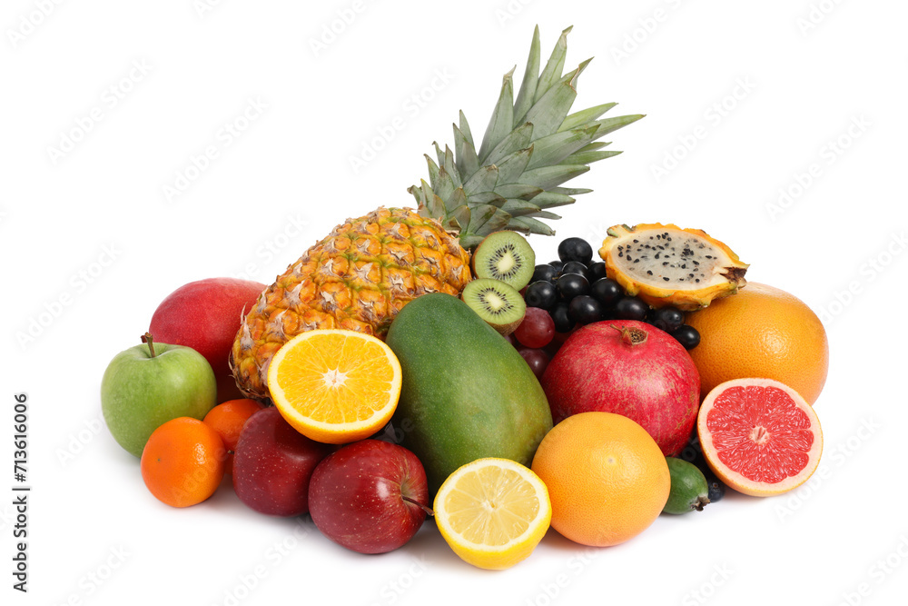 Many different fresh fruits isolated on white Many different fresh fruits isolated on white