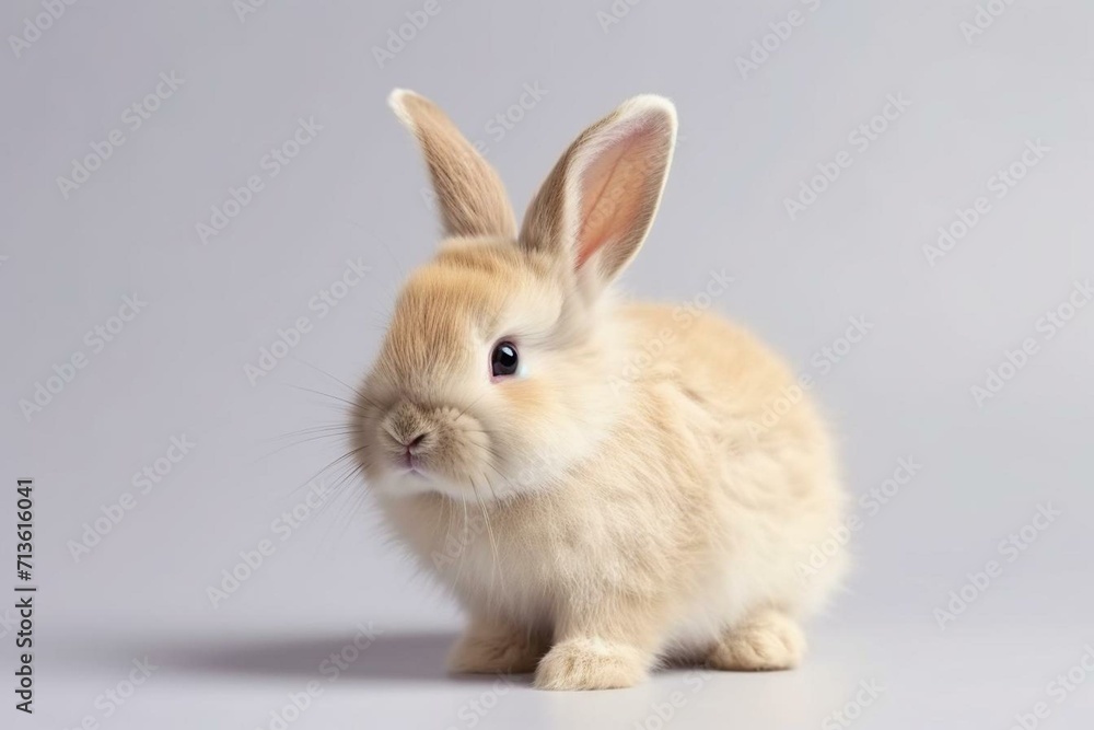 adorable small bunny on a clear backdrop. Generative AI