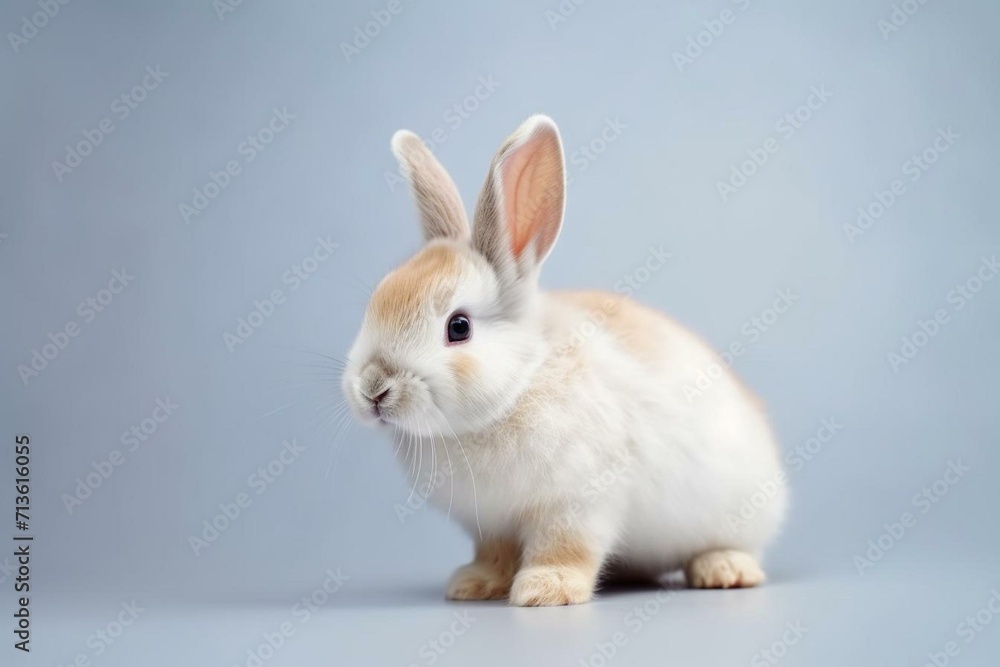 adorable small bunny on a clear backdrop. Generative AI
